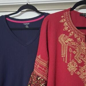 Navy Top with Pink Trim